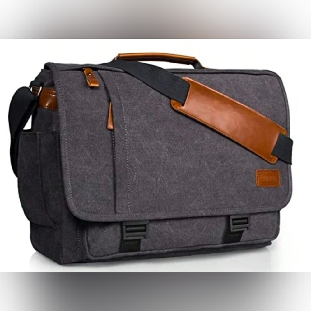 Gray and Brown Messenger Bag